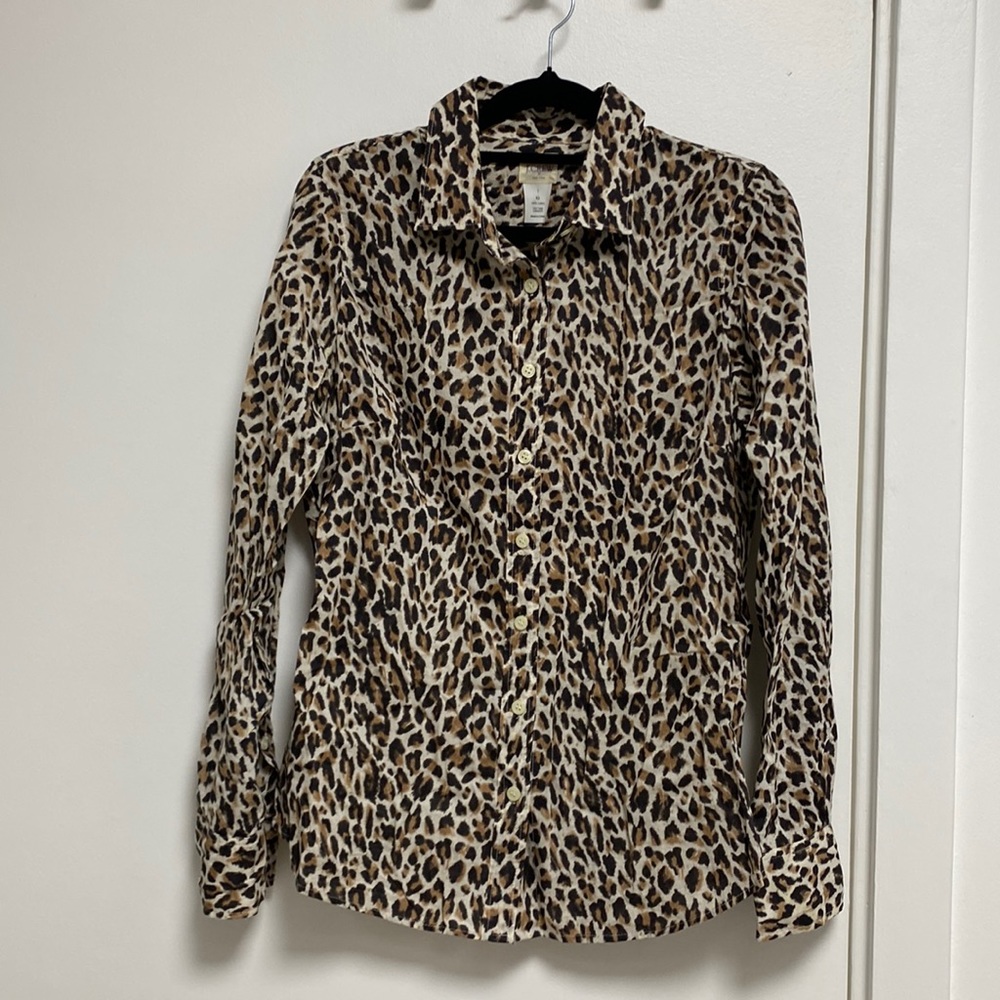 J.Crew leopard print button down, Sz XS